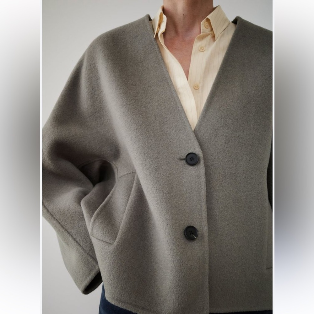 Zara Women's Double Faced Taupe Wool Jacket - Picture 5 of 5
